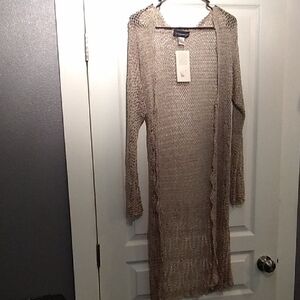 Women's Tan Open-Knit Sweater